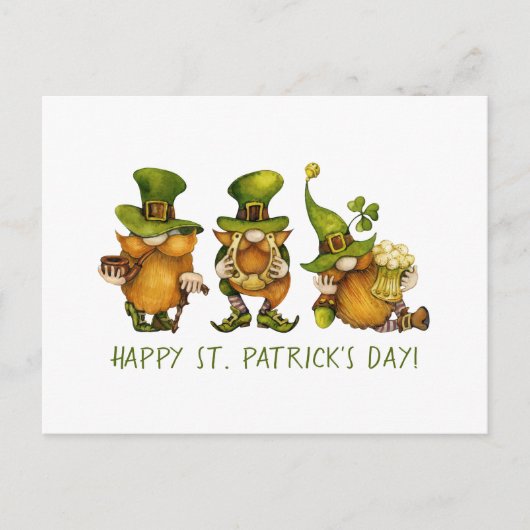 Cute Irish Gnomes Custom Happy St Patrick's Day Feestdagenkaart (Voorkant)