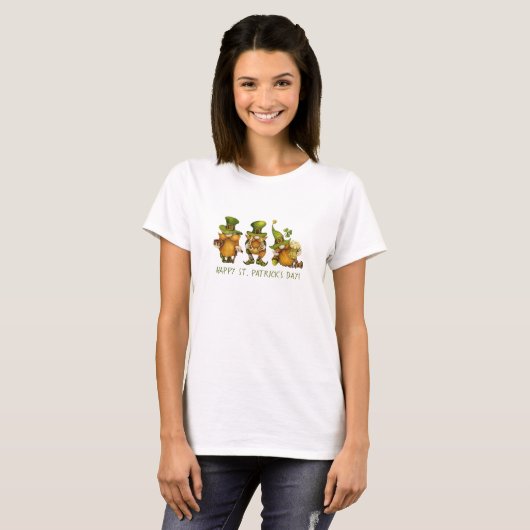 Cute Irish Gnomes Happy St Patrick's Day T-shirt (Voorkant volledig)