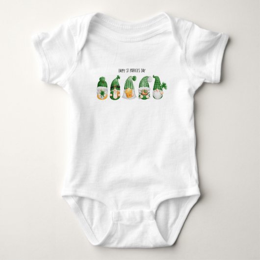 Cute Irish Gnomes St Patrick's Day Baby Bodysuit (Voorkant)