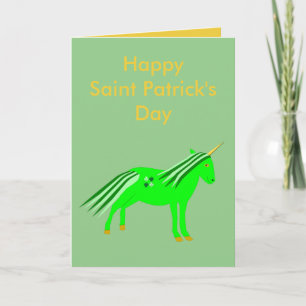 Cute Irish Green and Gold Unicorn Custom Kaart