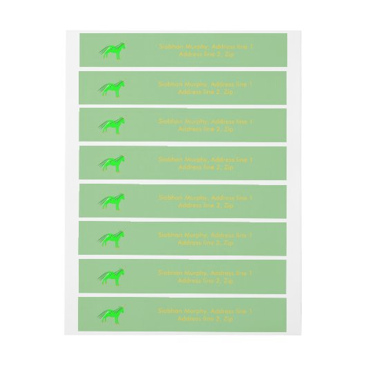 Cute Irish Green en Gold Unicorn Custom Adreslabel Wikkel (Vel)