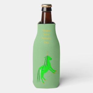 Cute Irish Green en Gold Unicorn Custom Flesjeskoeler