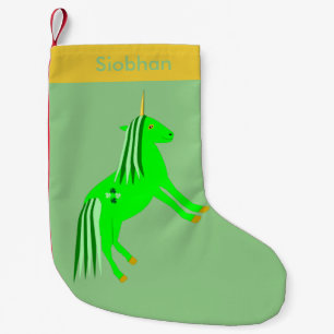 Cute Irish Green en Gold Unicorn Custom Kleine Kerstsok