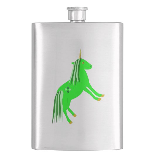 Cute Irish Green en Gold Unicorn Flacon (Voorkant)
