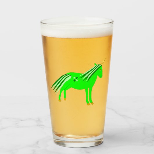 Cute Irish Green en Gold Unicorn Glas (Voorkant gevuld)