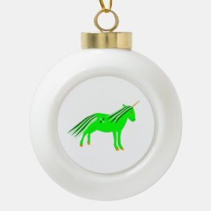 Cute Irish Green en Gold Unicorn Keramische Bal Ornament