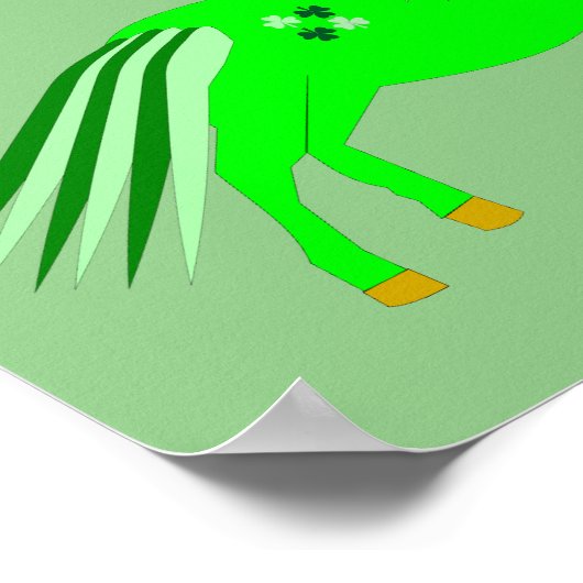 Cute Irish Green en Gold Unicorn Poster (Hoek)