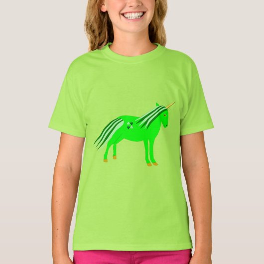 Cute Irish Green en Gold Unicorn T-shirt (Voorkant)