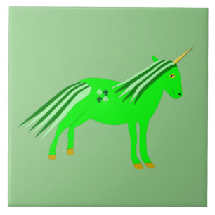 Cute Irish Green en Gold Unicorn Tegeltje