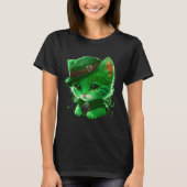 Cute Irish Green Kitten Leprechaun Cat St Patrick  T-shirt (Voorkant)