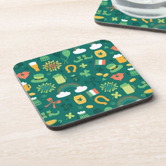 Cute Irish Icon Pattern Bier Onderzetter (Linkerzijde)