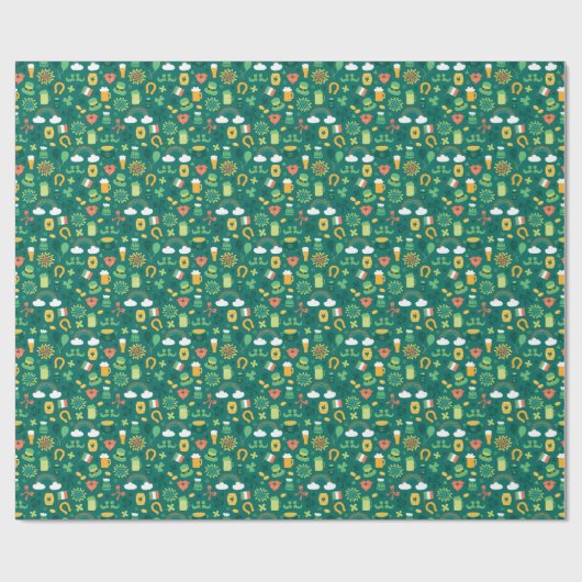 Cute Irish Icon Pattern Cadeaupapier (Vlak)