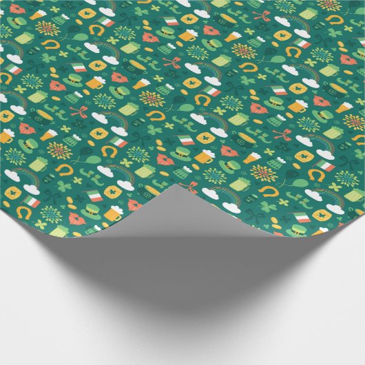 Cute Irish Icon Pattern Cadeaupapier (Hoek)
