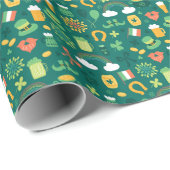 Cute Irish Icon Pattern Cadeaupapier (Rol Hoek)