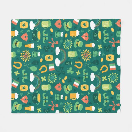 Cute Irish Icon Pattern Fleece Deken (Voorkant (Horizontaal))