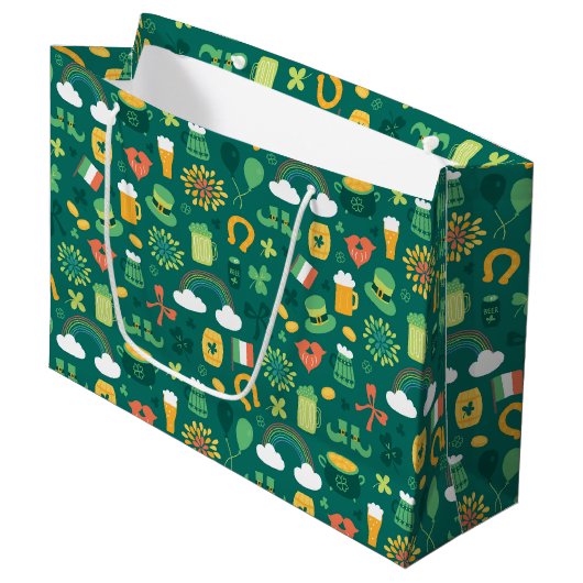 Cute Irish Icon Pattern Groot Cadeauzakje (Voorkant Gekanteld)