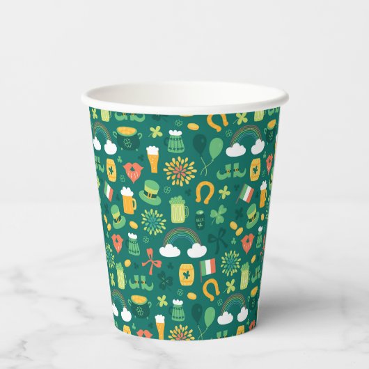 Cute Irish Icon Pattern Papieren Bekers (Achterkant)