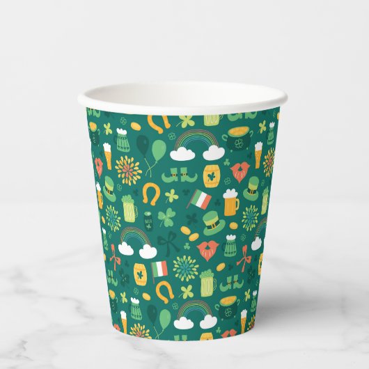 Cute Irish Icon Pattern Papieren Bekers (Voorkant)
