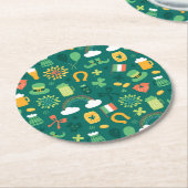 Cute Irish Icon Pattern Ronde Kartonnen Onderzetter (Gebogen)