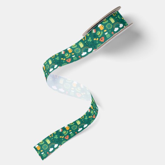 Cute Irish Icon Pattern Satijnen Lint (Achterkant)