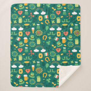 Cute Irish Icon Pattern Sherpa Deken