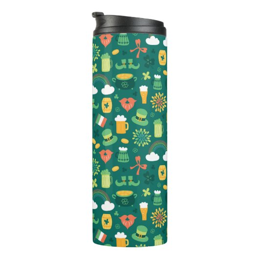 Cute Irish Icon Pattern Thermosbeker (Geroteerd rechts)