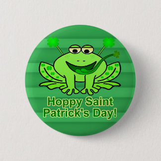 Cute Irish Saint Patrick's Day Frog Ronde Button 5,7 Cm