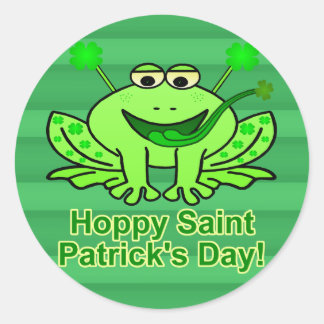 Cute Irish Saint Patrick's Day Frog Ronde Sticker