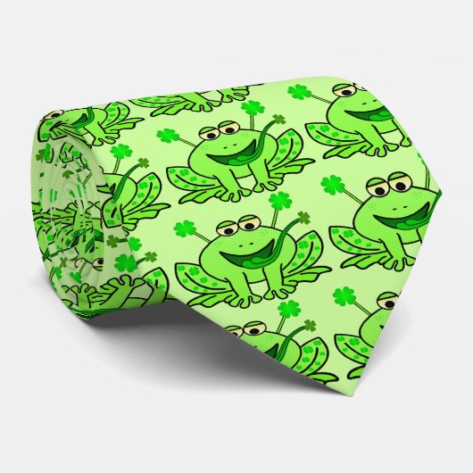 Cute Irish Saint Patrick's Day Frog Stropdas (Opgerold)