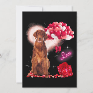 Cute Irish Setter Balloon Heart Valentijnsdag Val Kaart