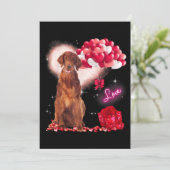 Cute Irish Setter Balloon Heart Valentijnsdag Val Kaart (Staand voorkant)