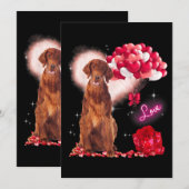 Cute Irish Setter Balloon Heart Valentijnsdag Val Kaart (Voorkant / Achterkant)