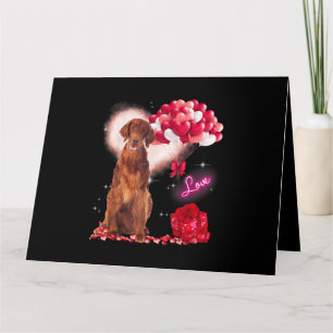 Cute Irish Setter Balloon Heart Valentijnsdag Val Kaart
