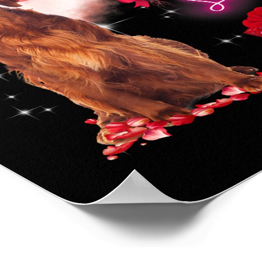 Cute Irish Setter Balloon Heart Valentijnsdag Val Poster (Hoek)