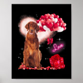 Cute Irish Setter Balloon Heart Valentijnsdag Val Poster (Voorkant)