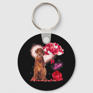 Cute Irish Setter Balloon Heart Valentijnsdag Val Sleutelhanger