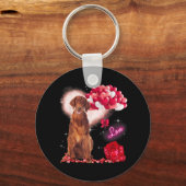 Cute Irish Setter Balloon Heart Valentijnsdag Val Sleutelhanger (Voorkant)