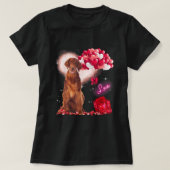 Cute Irish Setter Balloon Heart Valentijnsdag Val T-shirt (Design voorkant)