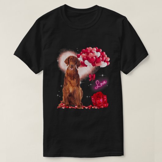 Cute Irish Setter Balloon Heart Valentijnsdag Val T-shirt (Design voorkant)