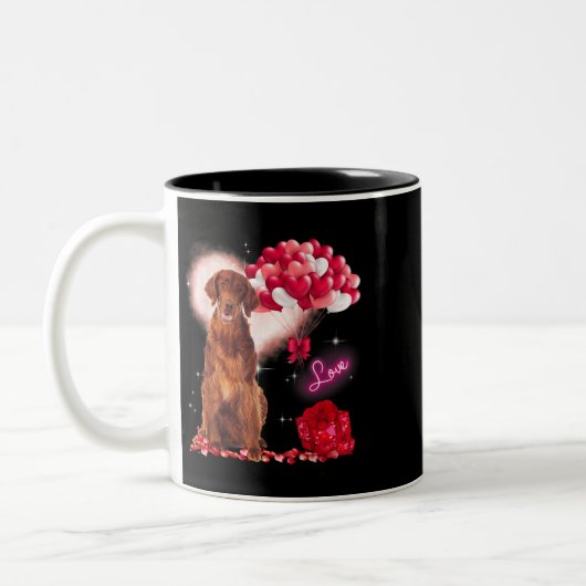 Cute Irish Setter Balloon Heart Valentijnsdag Val Tweekleurige Koffiemok (Links)