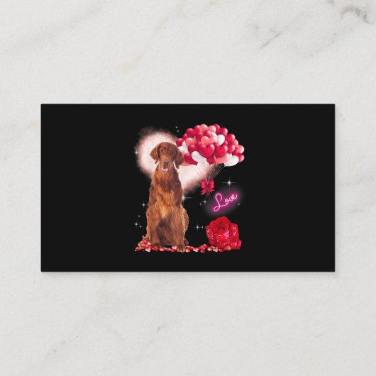 Cute Irish Setter Balloon Heart Valentijnsdag Val Visitekaartje (Achterkant)