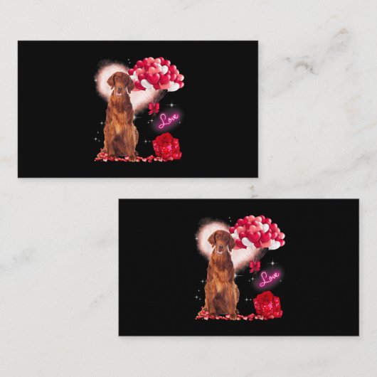 Cute Irish Setter Balloon Heart Valentijnsdag Val Visitekaartje (Voorkant / Achterkant)