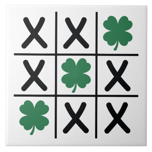 Cute Irish Shamrock Tic Tac Toe Tegeltje (Voorkant)