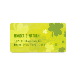 Cute Irish Shamrocks Green Wedding Address Etiket