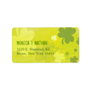 Cute Irish Shamrocks Green Wedding Address Etiket