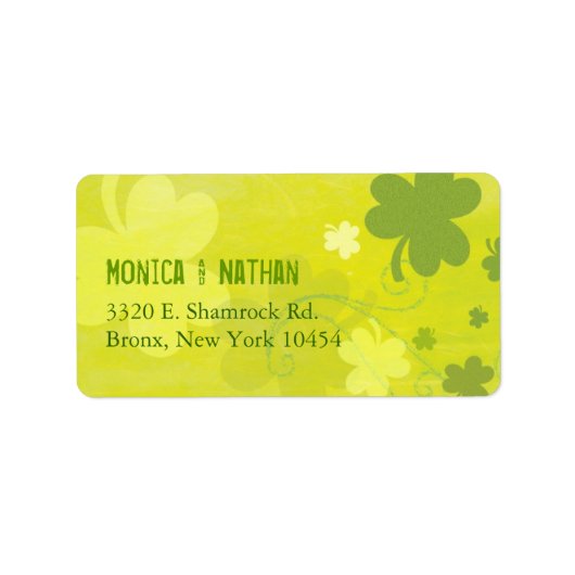 Cute Irish Shamrocks Green Wedding Address Etiket (Voorkant)