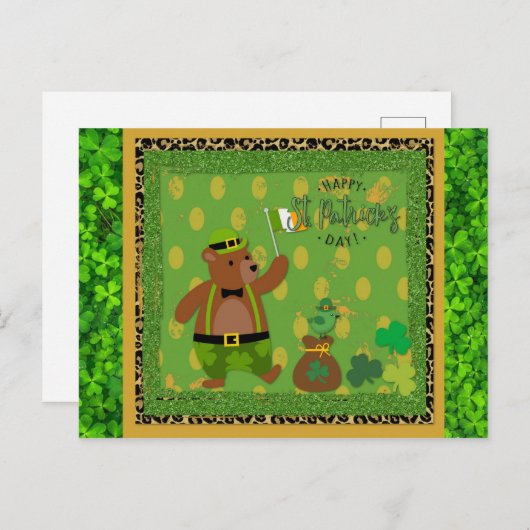 Cute Irish St Patrick's Day Beer Green Shamrock Briefkaart (Voorkant / Achterkant)