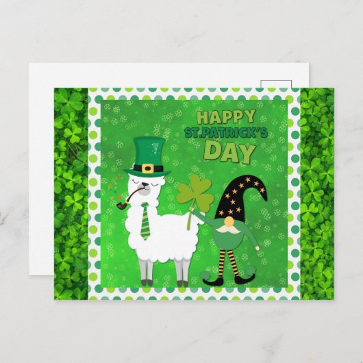 Cute Irish St Patrick's Day Gnome Green Shamrock Briefkaart (Voorkant / Achterkant)