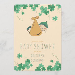 Cute Irish Thmed Shamrock Baby shower Kaart