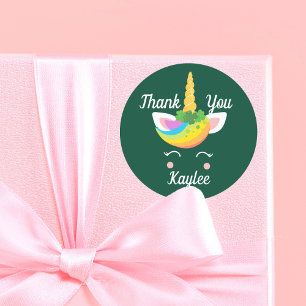 Cute Irish Unicorn Birthday Girl Custom Thank You Ronde Sticker